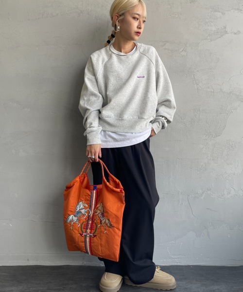 Ball&Chain（ボールアンドチェーン）の「[BALL&CHAIN/ボールアンドチェーン] TWO.HORSES 刺繍デザインナイロントートバッグ（トートバッグ・レディース・グレー/オレンジ・M）」の22枚目の写真