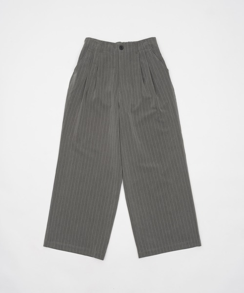 INTER FACTORY（インターファクトリー）の「はなのきえり - ルーズピンストライプスラックスパンツ made in INTERFACTORY（スラックス・レディース・ネイビー/グレー・MEDIUM/SMALL）」の19枚目の写真