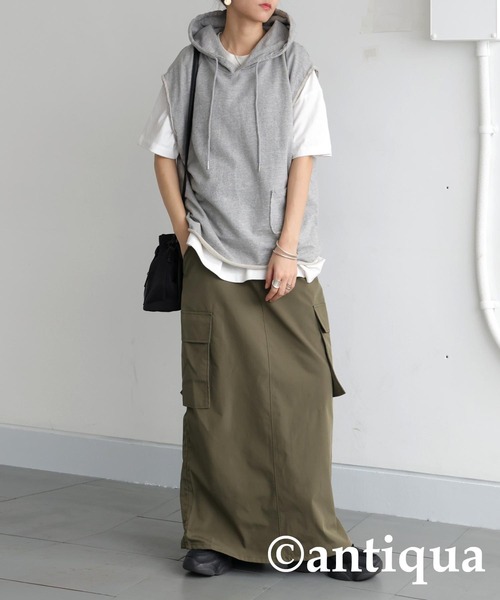 antiqua(アンティカ)の「フーディーベスト(ベスト・レディース・グレー/ブラック・ONESIZE)」の7枚目の写真