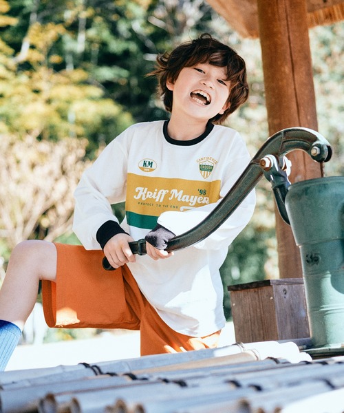 KRIFF MAYER Kid's Collection（クリフメイヤーキッズコレクション）の「ゲームシャツ風ロンT（Tシャツ/カットソー・キッズ・ブラック/カラフル/ライトグリーン/オフホワイト/ピンク・160/150/140/170/130/120）」の2枚目の写真