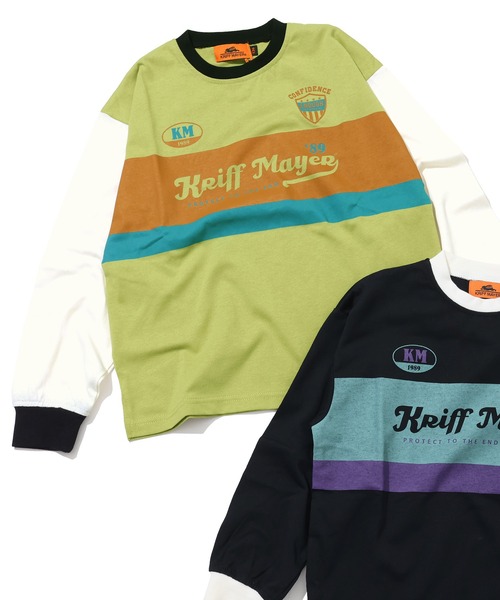 KRIFF MAYER Kid's Collection（クリフメイヤーキッズコレクション）の「ゲームシャツ風ロンT（Tシャツ/カットソー・キッズ・ブラック/カラフル/ライトグリーン/オフホワイト/ピンク・160/150/140/170/130/120）」の5枚目の写真