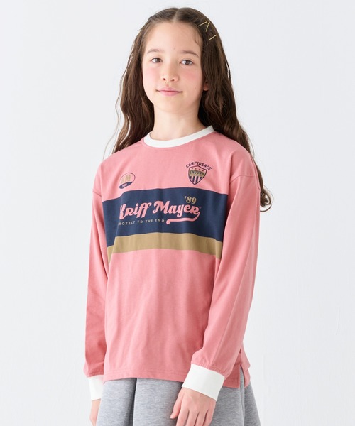 KRIFF MAYER Kid's Collection（クリフメイヤーキッズコレクション）の「ゲームシャツ風ロンT（Tシャツ/カットソー・キッズ・ブラック/カラフル/ライトグリーン/オフホワイト/ピンク・160/150/140/170/130/120）」の18枚目の写真