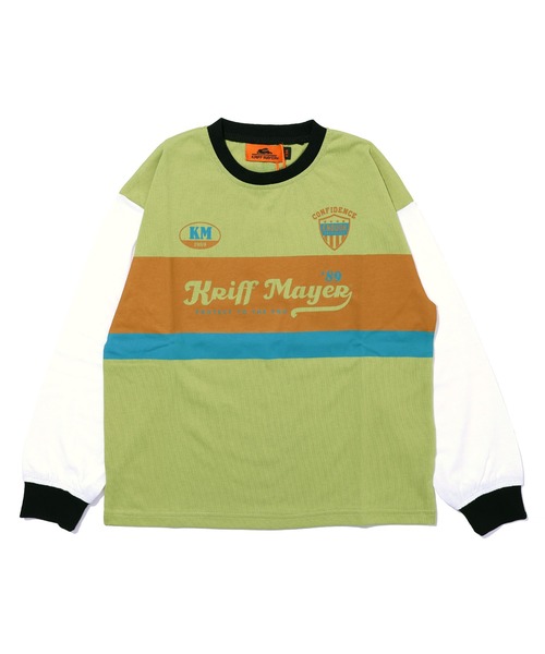 KRIFF MAYER Kid's Collection（クリフメイヤーキッズコレクション）の「ゲームシャツ風ロンT（Tシャツ/カットソー・キッズ・ブラック/カラフル/ライトグリーン/オフホワイト/ピンク・160/150/140/170/130/120）」の6枚目の写真