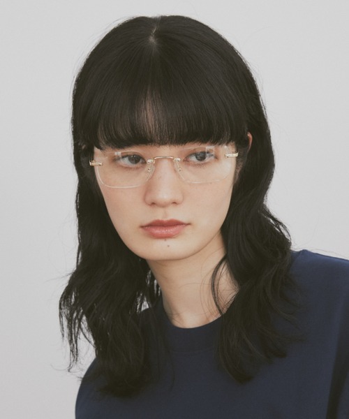 即日発送】ガラスレンズ リムレスメガネ UVカット 男女兼用 モダン