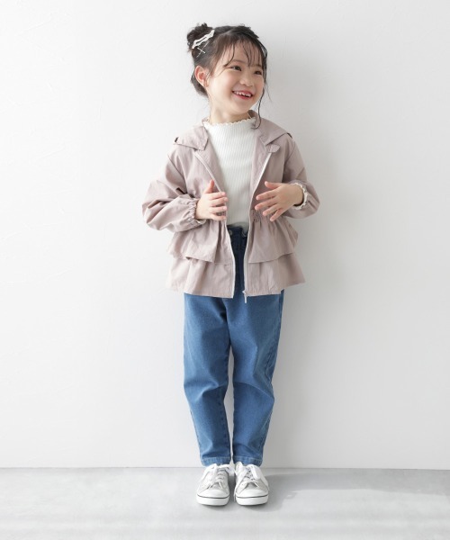 devirock(デビロック)の「撥水 ナイロン フードが取り外せる フリル ウインドブレーカー(ナイロンジャケット・キッズ・アイボリー/ピンクベージュ/スミクロ・100cm/110cm/120cm/130cm/140cm/150cm/160cm)」の15枚目の写真