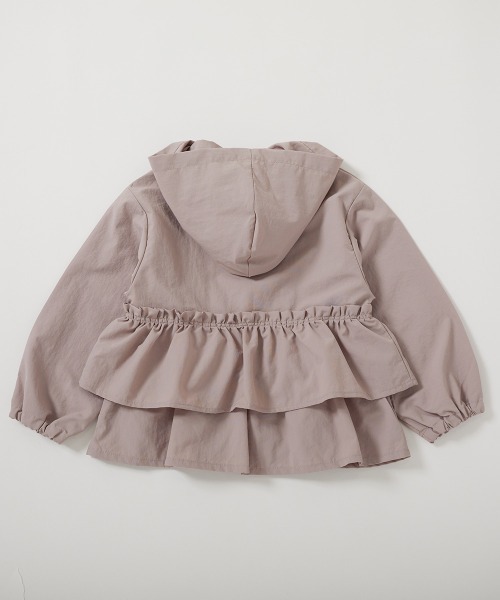 devirock(デビロック)の「撥水 ナイロン フードが取り外せる フリル ウインドブレーカー(ナイロンジャケット・キッズ・アイボリー/ピンクベージュ/スミクロ・100cm/110cm/120cm/130cm/140cm/150cm/160cm)」の4枚目の写真