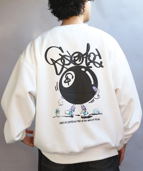 8(eight)(エイト)の「ビリヤード発砲プリントトレーナー(スウェット・メンズ・ブルーグレー/ブラック/オフホワイト・MEDIUM/LARGE)」の2枚目の写真