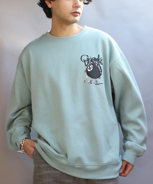 8(eight)(エイト)の「ビリヤード発砲プリントトレーナー(スウェット・メンズ・ブルーグレー/ブラック/オフホワイト・MEDIUM/LARGE)」の1枚目の写真