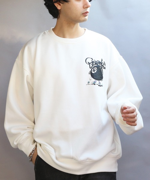 8(eight)(エイト)の「ビリヤード発砲プリントトレーナー(スウェット・メンズ・ブルーグレー/ブラック/オフホワイト・MEDIUM/LARGE)」の4枚目の写真