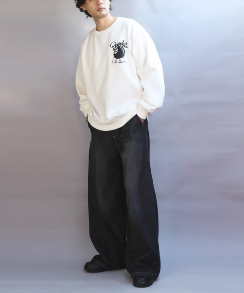 8(eight)(エイト)の「ビリヤード発砲プリントトレーナー(スウェット・メンズ・ブルーグレー/ブラック/オフホワイト・MEDIUM/LARGE)」の8枚目の写真