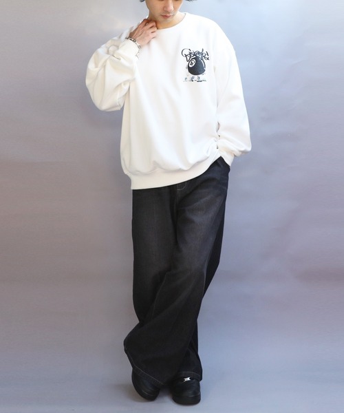 8(eight)(エイト)の「ビリヤード発砲プリントトレーナー(スウェット・メンズ・ブルーグレー/ブラック/オフホワイト・MEDIUM/LARGE)」の9枚目の写真