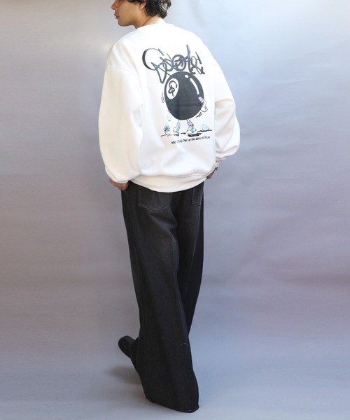 8(eight)(エイト)の「ビリヤード発砲プリントトレーナー(スウェット・メンズ・ブルーグレー/ブラック/オフホワイト・MEDIUM/LARGE)」の11枚目の写真