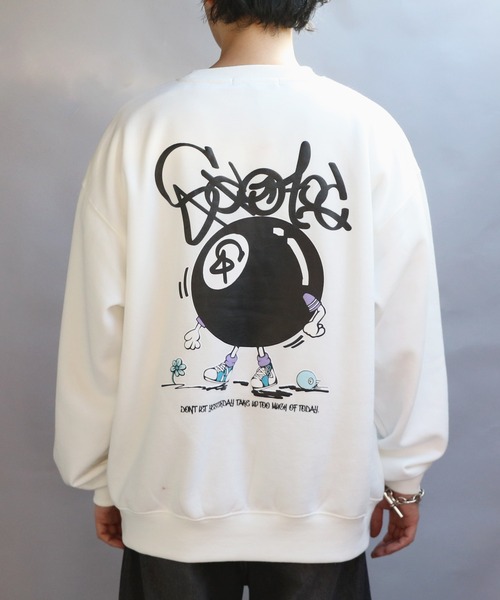 8(eight)(エイト)の「ビリヤード発砲プリントトレーナー(スウェット・メンズ・ブルーグレー/ブラック/オフホワイト・MEDIUM/LARGE)」の12枚目の写真