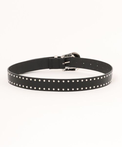 SPINNS（スピンズ）の「合皮ベルトダブルスタッズデザイン（ベルト・メンズ・ブラック・ONESIZE）」の2枚目の写真