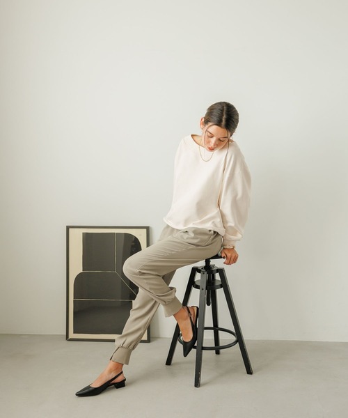 BEIGE, ベイジ 4 【洗える】SENTIER / バックサテンジョグパンツ BEIGE, ベイジ 4 【洗える】SENTIER / バックサテンジョグパンツ