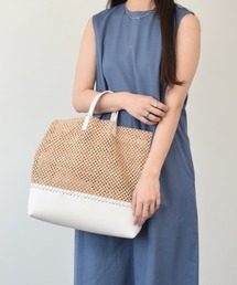 【CHRISTIAN VILLA】メッシュコンビレザーワイドバッグ(Q56310)
