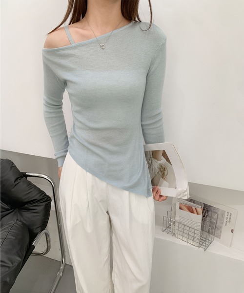 Jasmine Grandiflorum（ジャスミングランディフローラム）の「【Jasmine】ワンショルダーニットプルオーバ（ニット/セーター・レディース・ブラック/グレー/ホワイト/ブラウン/ピンク/ブルー・FREE）」の18枚目の写真