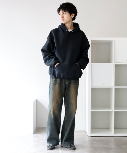 FRUIT OF THE LOOM（フルーツオブザルーム）の「【FRUIT OF THE LOOM/フルーツオブザルーム】SUPER COTTON HOODED SWEAT SHIRT/スーパーコットン プルオーバー フード スウェット（パーカー・メンズ・ブラック/ネイビー/杢グレー・S/M/XL/L）」の18枚目の写真