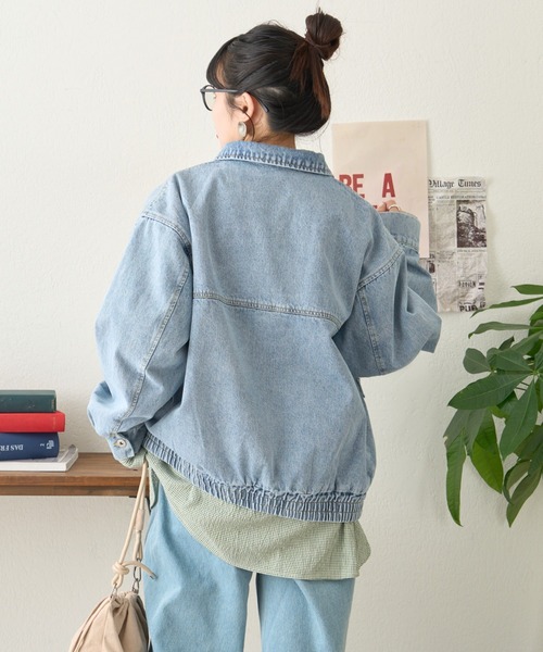 CIAOPANIC TYPY（チャオパニックティピー）の「【ユニセックス】ビックシルエットコットンデニムジャケット（デニムジャケット・メンズ・サックスブルー/ネイビー/ブラック・LARGE/MEDIUM）」の12枚目の写真