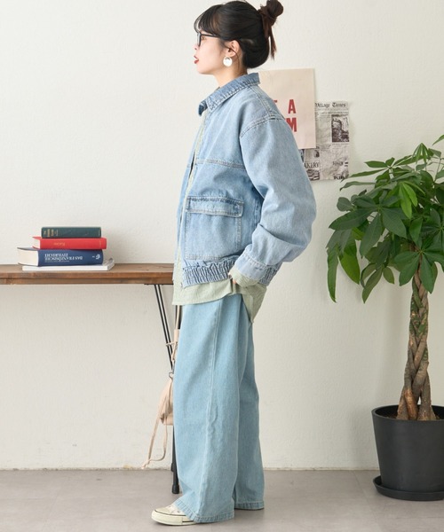 CIAOPANIC TYPY（チャオパニックティピー）の「【ユニセックス】ビックシルエットコットンデニムジャケット（デニムジャケット・メンズ・サックスブルー/ネイビー/ブラック・LARGE/MEDIUM）」の14枚目の写真