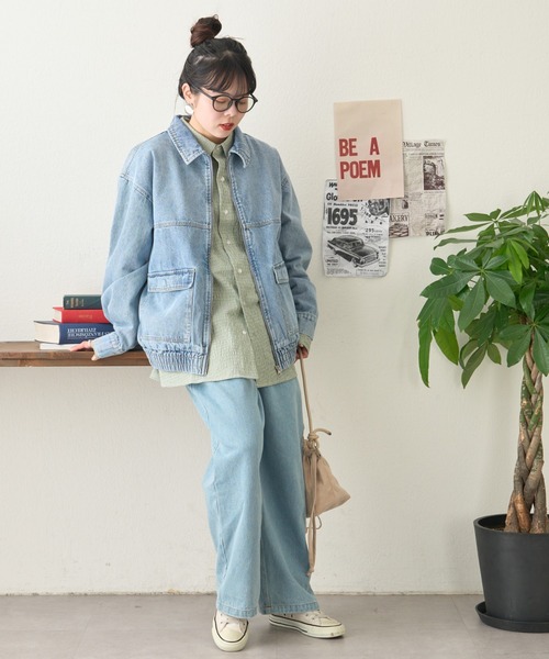 CIAOPANIC TYPY（チャオパニックティピー）の「【ユニセックス】ビックシルエットコットンデニムジャケット（デニムジャケット・メンズ・サックスブルー/ネイビー/ブラック・LARGE/MEDIUM）」の16枚目の写真