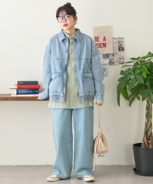 CIAOPANIC TYPY（チャオパニックティピー）の「【ユニセックス】ビックシルエットコットンデニムジャケット（デニムジャケット・メンズ・サックスブルー/ネイビー/ブラック・LARGE/MEDIUM）」の5枚目の写真