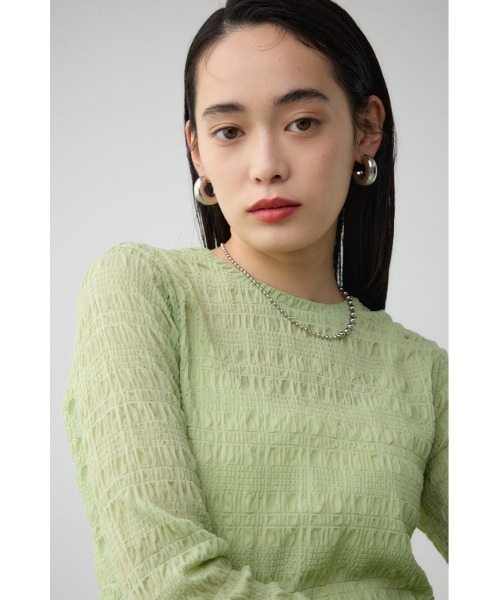 AZUL by moussy(アズールバイマウジー)の「カットレース長袖カットソー(Tシャツ/カットソー・レディース・ブラック/ライム/アイボリー・FREE)」の14枚目の写真