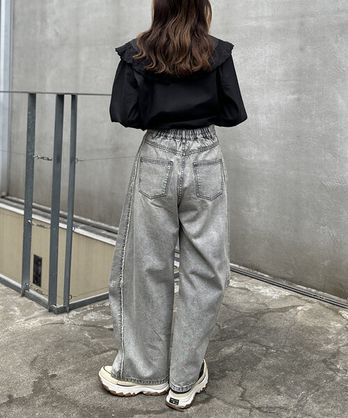 w closet(ダブルクローゼット)の「レースBIG衿ブラウス(シャツ/ブラウス・レディース・ブラック/オフホワイト・FREE)」の18枚目の写真