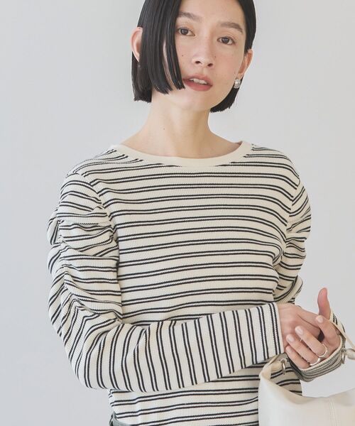 AMERICAN HOLIC（アメリカンホリック）の「ショルダーギャザーワッフルプルオーバー（Tシャツ/カットソー・レディース・アイボリー/ブラック・L/M）」の11枚目の写真