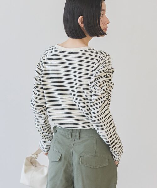 AMERICAN HOLIC（アメリカンホリック）の「ショルダーギャザーワッフルプルオーバー（Tシャツ/カットソー・レディース・アイボリー/ブラック・L/M）」の7枚目の写真