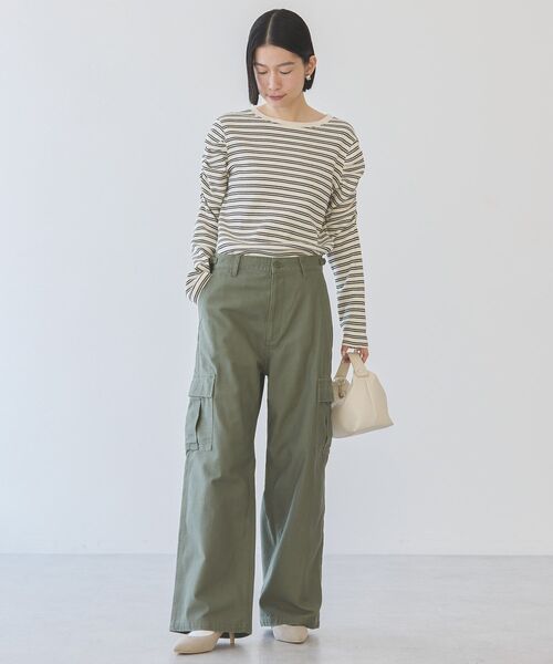 AMERICAN HOLIC（アメリカンホリック）の「ショルダーギャザーワッフルプルオーバー（Tシャツ/カットソー・レディース・アイボリー/ブラック・L/M）」の5枚目の写真