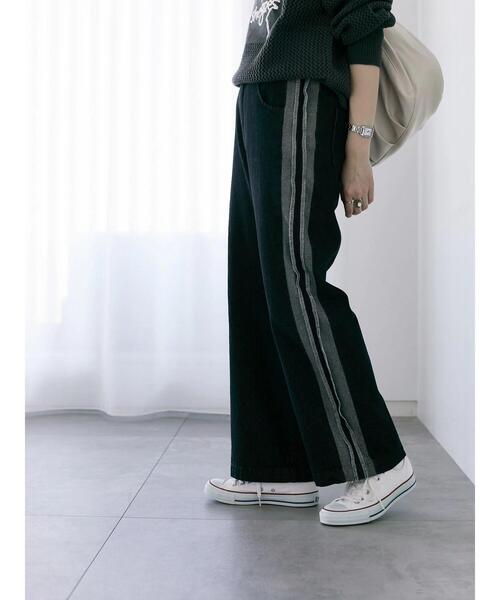 Samansa Mos2 blue（サマンサモスモスブルー）の「◎切替デニムパンツ（その他パンツ・レディース・ネイビー/ブラック・F）」の2枚目の写真