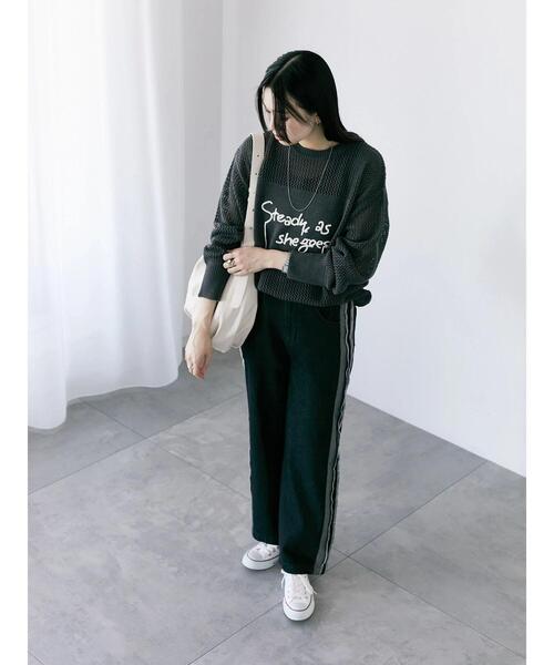 Samansa Mos2 blue（サマンサモスモスブルー）の「◎切替デニムパンツ（その他パンツ・レディース・ネイビー/ブラック・F）」の10枚目の写真