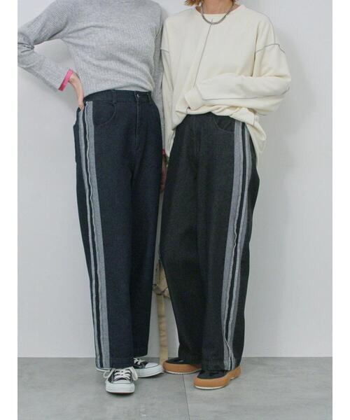 Samansa Mos2 blue（サマンサモスモスブルー）の「◎切替デニムパンツ（その他パンツ・レディース・ネイビー/ブラック・F）」の3枚目の写真