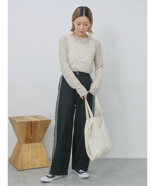 Samansa Mos2 blue（サマンサモスモスブルー）の「◎切替デニムパンツ（その他パンツ・レディース・ネイビー/ブラック・F）」の5枚目の写真