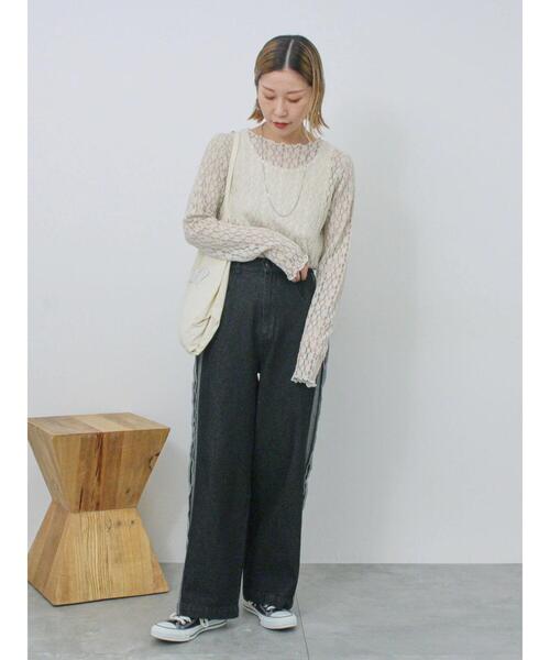 Samansa Mos2 blue（サマンサモスモスブルー）の「◎切替デニムパンツ（その他パンツ・レディース・ネイビー/ブラック・F）」の7枚目の写真