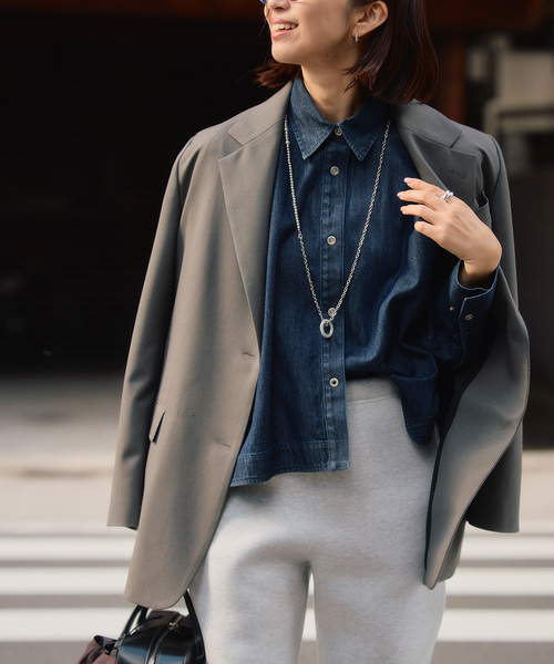 VERMEIL par iena(ヴェルメイユパーイエナ)の「TAILORED ジャケット(テーラードジャケット・レディース・チャコールグレー/カーキ・38/40)」の4枚目の写真