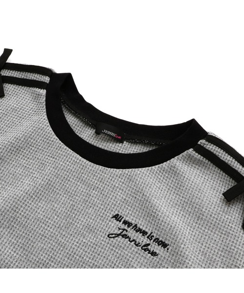 JENNI love（ジェニィラブ）の「そでライン＆リボンワッフルロンT（スウェット・キッズ・ブラック/ピンク/グレー・140cm/130cm/160cm/150cm）」の9枚目の写真