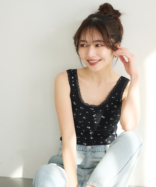 coca(coca)(コカ)の「【WEB限定セール】外で着られるブラトップス OUT BRA テレコリブレースタンクトップ(タンクトップ・レディース・チャコール/ブラック/ホワイト・S/L/M)」の16枚目の写真
