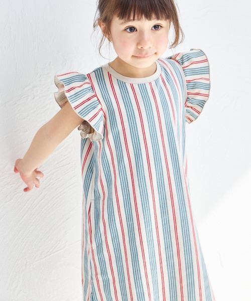 pairmanon(ペアマノン)の「【綿100%】【リンクコーデ】オリジナル総柄プリント 肩フリルTシャツワンピース(ワンピース・キッズ・ブルー系その他/ピンク系その他/ベージュ系その他/ブラック系その他・130/90/150/110/140/100/120)」の13枚目の写真