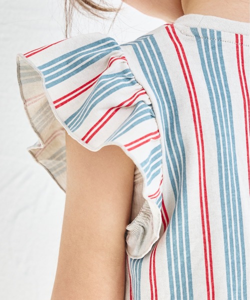 pairmanon(ペアマノン)の「【綿100%】【リンクコーデ】オリジナル総柄プリント 肩フリルTシャツワンピース(ワンピース・キッズ・ブルー系その他/ピンク系その他/ベージュ系その他/ブラック系その他・130/90/150/110/140/100/120)」の15枚目の写真