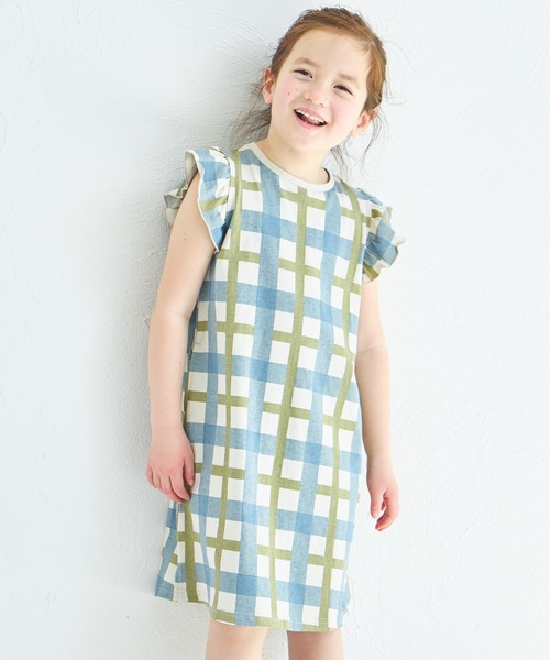 pairmanon(ペアマノン)の「【綿100%】【リンクコーデ】オリジナル総柄プリント 肩フリルTシャツワンピース(ワンピース・キッズ・ブルー系その他/ピンク系その他/ベージュ系その他/ブラック系その他・130/90/150/110/140/100/120)」の16枚目の写真