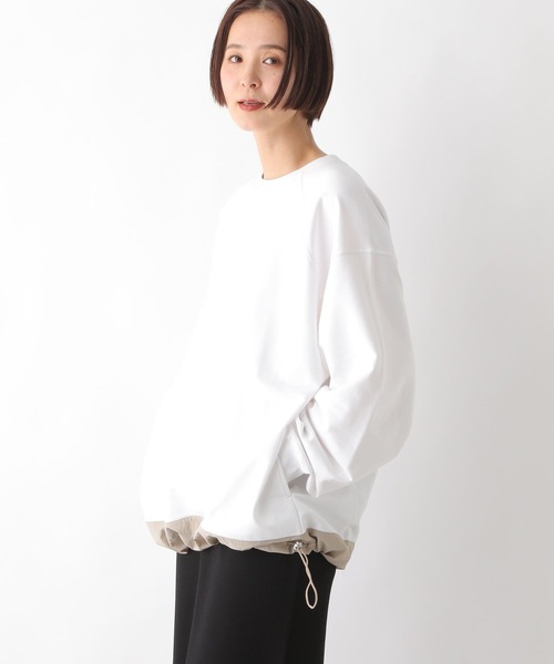 LEPSIM（レプシィム）の「ラグラン異素材切り替えプルオーバー　290957（Tシャツ/カットソー・レディース・オフホワイト/チャコールグレー/アイボリー・FREE）」の2枚目の写真