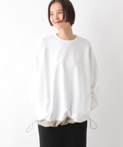LEPSIM（レプシィム）の「ラグラン異素材切り替えプルオーバー　290957（Tシャツ/カットソー・レディース・オフホワイト/チャコールグレー/アイボリー・FREE）」の4枚目の写真