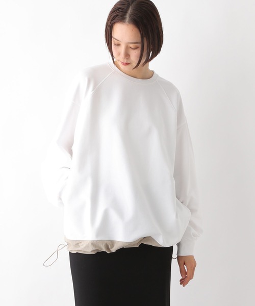 LEPSIM（レプシィム）の「ラグラン異素材切り替えプルオーバー　290957（Tシャツ/カットソー・レディース・オフホワイト/チャコールグレー/アイボリー・FREE）」の6枚目の写真