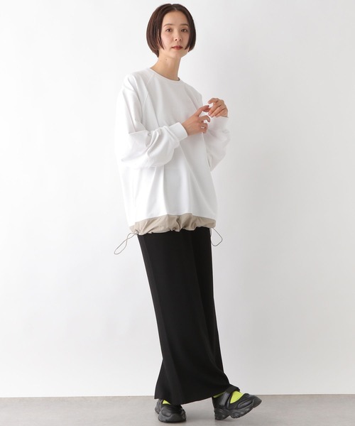 LEPSIM（レプシィム）の「ラグラン異素材切り替えプルオーバー　290957（Tシャツ/カットソー・レディース・オフホワイト/チャコールグレー/アイボリー・FREE）」の9枚目の写真