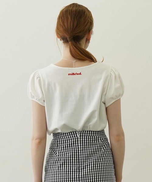 MILKFED.(ミルクフェド)の「OUI PUFF SLEEVE TOP(Tシャツ/カットソー・レディース・ライトパープル/ブラック/ホワイト・S/M)」の4枚目の写真