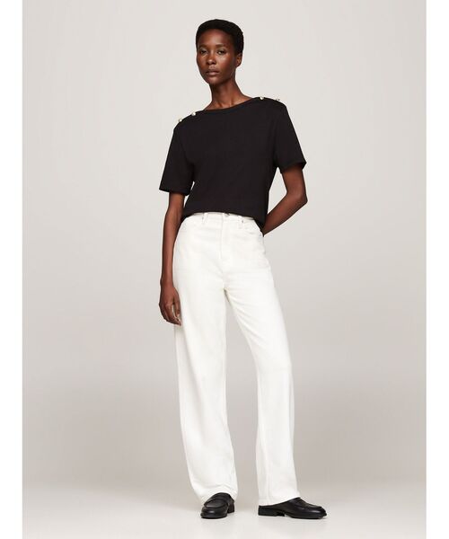 TOMMY HILFIGER(トミーヒルフィガー)の「ゴールドボタンクルーネックトップス(Tシャツ/カットソー・レディース・マルチ/ブラック/ホワイト・SMALL/MEDIUM/LARGE/X-SMALL)」の7枚目の写真