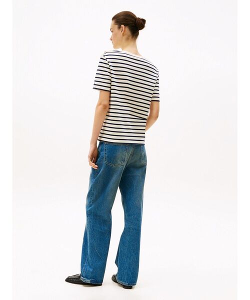 tシャツ ゴールドボタンクルーネックトップス レディース セール】ゴールドボタンクルーネックトップス（Tシャツ