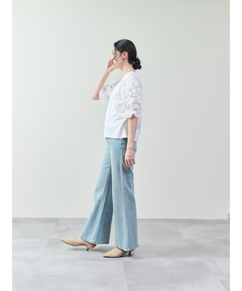 DOLLUPOOPS（ドールアップウップス）の「フリルモチーフスリーブトップス（Tシャツ/カットソー・レディース・オフホワイト/ブラック・38）」の4枚目の写真